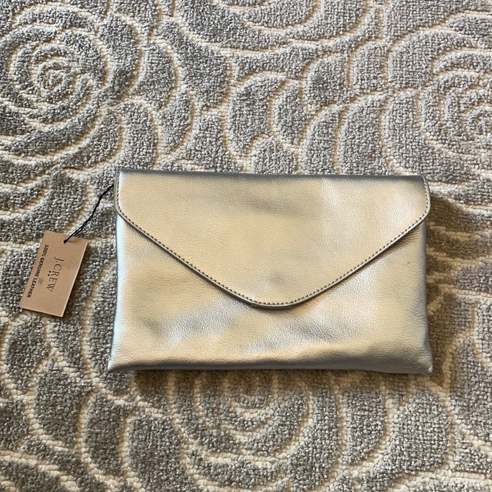 J Crew brand new silver clutch/ purse.